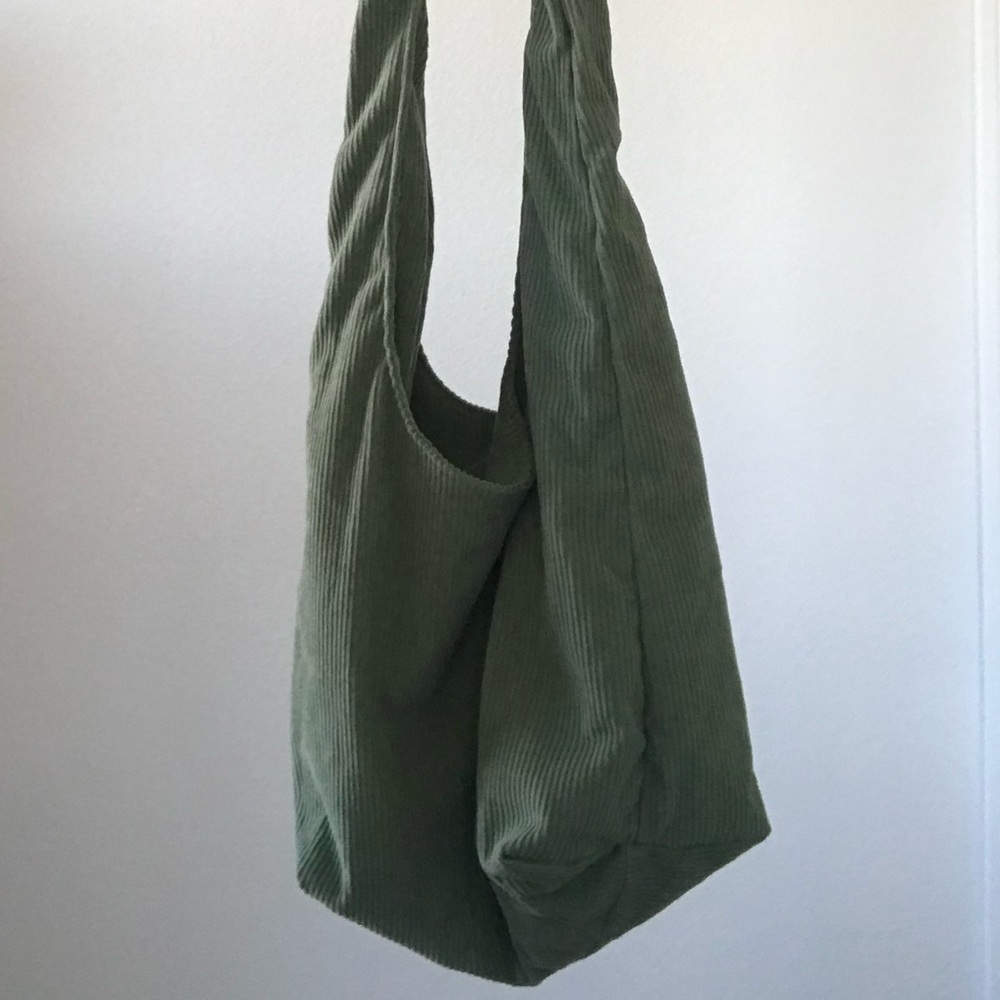 PIQUE LIFE Furoshiki Forest Tote Bag Corduroy Tie Handle Matcha Green